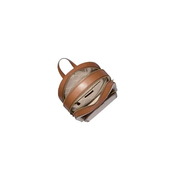 Michael Kors Jaycee Medium Zip Pocket Backpack Bag Tote Vanilla Logo Leather NWT